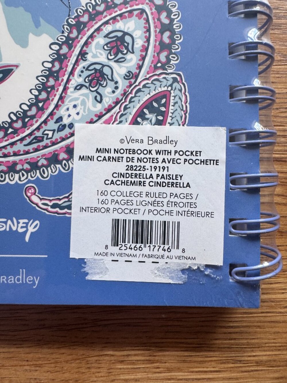 Vera Bradley Disney Cinderella Mini Notebook with Pocket NWT - Picture 5 of 6